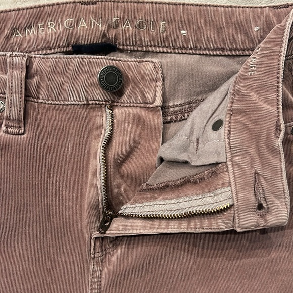 American Eagle Hi Rise Crop Flare Corduroy Jeans Dusty Pink Size 00 Short - Picture 6 of 13